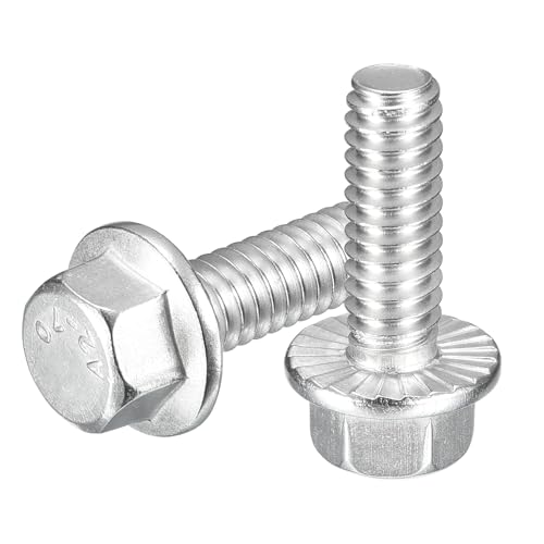 uxcell 10Pcs 1/4-20x3/4 Flanged Hex Head Bolts 304 Stainless Steel Silver - color: Silver, size: 1/4-20 x 3/4"