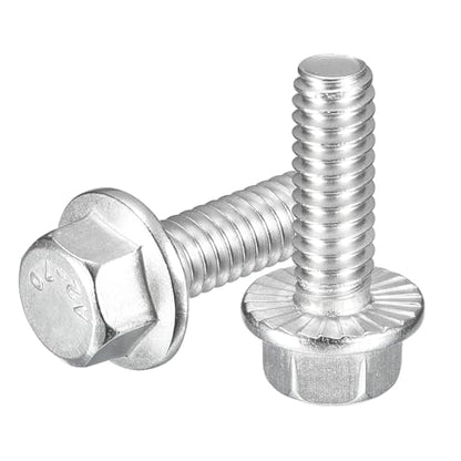 uxcell 10Pcs 1/4-20x3/4 Flanged Hex Head Bolts 304 Stainless Steel Silver - color: Silver, size: 1/4-20 x 3/4"
