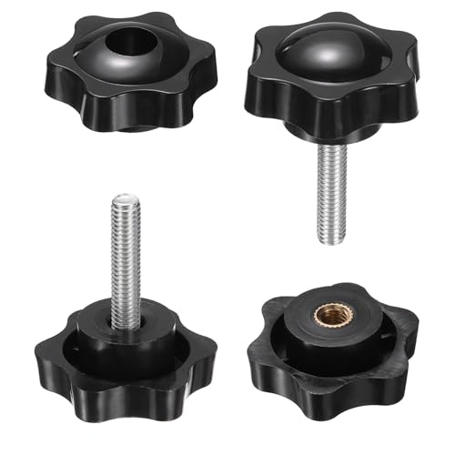 HARFINGTON Star Knobs M6 x 30mm Male + M6 Female Thread 38mm Head 2 Set - size: M6 x 30mm + M6 x 38mm