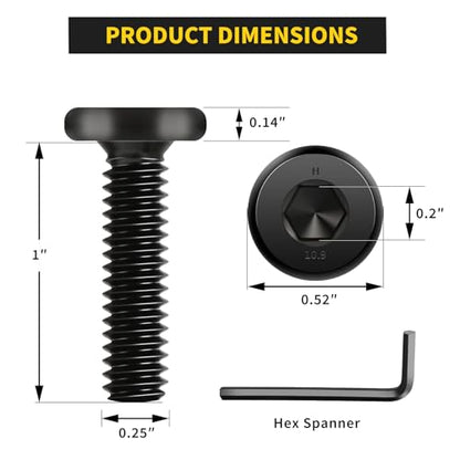 Socket Cap Machine Screws 1/4 x 1 25PC, Flat Head Hex Socket - size: 1/4-20 x 1, style: Flat