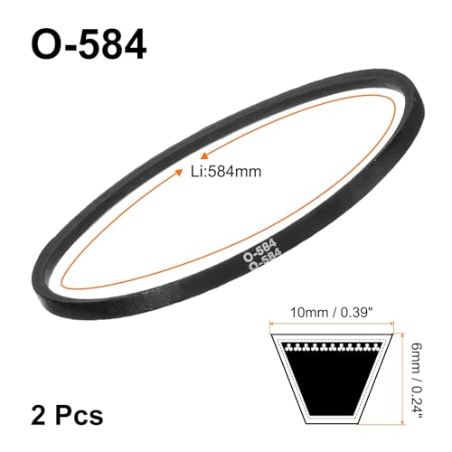uxcell 2Pcs O-584 O Type V-Belt 584mm/23 Inner Length x 0.39" Width x 0.24" Height, O-Type Closed-Loop Rubber Transmission Belt - size: O-584