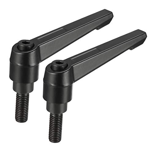 uxcell 2pcs Adjustable Clamping Lever Handle M10 x 25mm Metric Black Oxide Carbon Steel Male Threaded Stud Hand Knobs Rotating Screw Handles Bolts with Locking Lever Black - size: M10 x 25mm