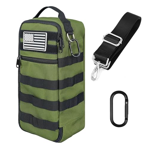 13 Inch Portable Small Tool Bag, Heavy Duty Tool Organizer Bag with Shoulder Strap and D-ring Clip, Tactical Tool Bag, Tool Pouch Bag for Electricians, Carpenters, HVAC Technicians (Army Green) - color: Army Green