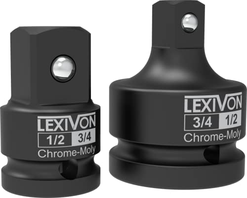 LEXIVON 1/2" & 3/4" Impact Socket Adapter, 2-Piece Set | 1/2" ~ 3/4" Reducer and Increaser Chrome-Moly Steel = Fully Impact Rated (LX-403) - style: 2-Piece Set, 1/2" & 3/4" Increaser/Reducer