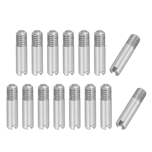 PATIKIL M2.5 x 10mm Slotted Cylindrical Pin, 15 Pcs 304 Stainless Steel Dowel External Thread Slotted Pin Screw for Home Furniture Cabinet Improvement, Silver Tone - size: M2.5 x 10mm