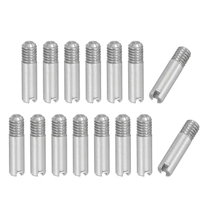 PATIKIL M2.5 x 10mm Slotted Cylindrical Pin, 15 Pcs 304 Stainless Steel Dowel External Thread Slotted Pin Screw for Home Furniture Cabinet Improvement, Silver Tone - size: M2.5 x 10mm