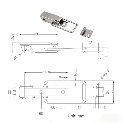 304 Stainless Steel Toggle Latch with Lock Hole, Heavy Duty & Rustproof Metal Catch Clip for Toolbox, Case, Furniture & Storage – Easy Install, Polished Finish, Durable Hardware (2, Silvery)