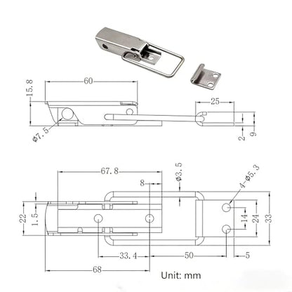 304 Stainless Steel Toggle Latch with Lock Hole, Heavy Duty & Rustproof Metal Catch Clip for Toolbox, Case, Furniture & Storage – Easy Install, Polished Finish, Durable Hardware (2, Silvery)
