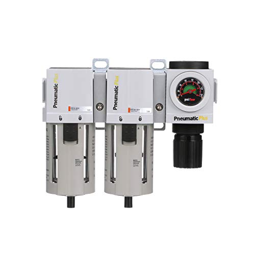PneumaticPlus PPC4C-N06G StageAir Drying System- Air Particulate 5 Micron Filter, 0.3 Micron Coalescing Filter & Air Pressure Regulator Combo 3/4" NPT,Poly Bowl-Guard, Manual Drain,Embedded Gauge