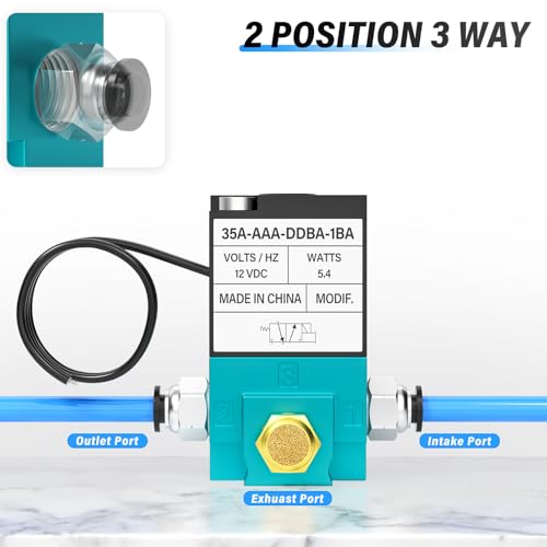 TAILONZ PNEUMATIC 2 Way 3 Port Mac Valve, DC12V, 5.4W, 1/8”NPT Electronic Booster Control Solenoid Valve High-Frequency Solenoid valve35A-ACA-DDAA-1BA (Pack of 2) - size: DC12V (Pack of 2)