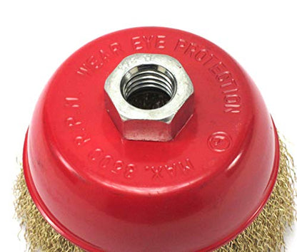 Fine Crimped Wire Cup Wheel Brush, 4x5/8 inch Metal, 1 Piece