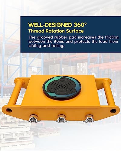 FAHKNS Machinery Moving Skate with 360° Rotation Cap 8 Steel Rollers 12T