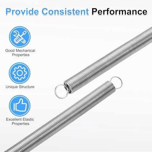 uxcell 2Pcs Extension Springs, 0.4x6x300mm/0.02x0.24x11.81in 304 Stainless Steel Extended Compression Spring Steel Dual Hook Tension Springs for Machinery Construction Home Repairs - size: 0.4x6x300mm