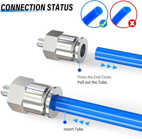 TAILONZ 304 Stainless Steel 4mm x M6 Push to Connect Straight 2Pcs - size: 4mm OD M6