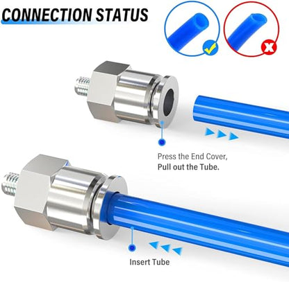 TAILONZ 304 Stainless Steel 4mm x M6 Push to Connect Straight 2Pcs - size: 4mm OD M6