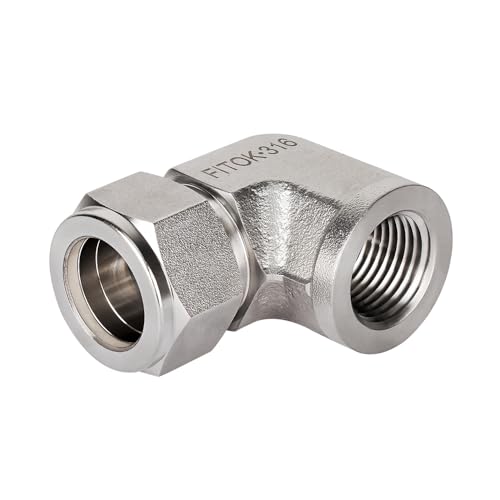 316 Stainless Steel Compression Tube Fitting Female Elbow 5/8" Tube OD x 1/2" Female NPT 4900 psi, SS-LF-FL10-NS8 - size: 5/8" OD x 1/2" FNPT