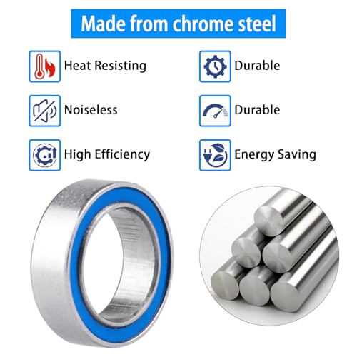 10pcs MR128-2RS Ball Bearings - Miniature Deep Groove Ball Bearing Double Blue Rubber Sealed Chrome Steel for RC Cars/Planes/Drone/Robotics and Small Electric Motors(8x12x3.5mm) - size: 8x12x3.5mm MR128-2RS