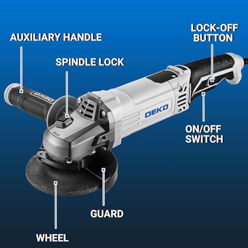 Angle Grinder Electric Power Tool: DEKOPRO 4-1/2 Inch 7.5-Amp Hand Corded Angle Grinder Power Grinders Tools with Grinding and Cutting Wheel, Disc for Metal, Wood, Hard Case