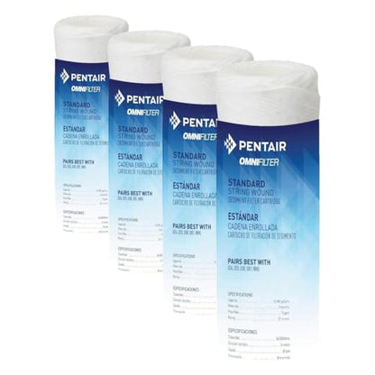 Pentair OMNIFilter RS12 Sediment Water Filter, 10-Inch, Standard Whole House String Wound Sediment Replacement Filter Cartridge, 10" x 2.5", 20 Micron, Pack of 4 - size: Pack of 4, style: 20 Micron