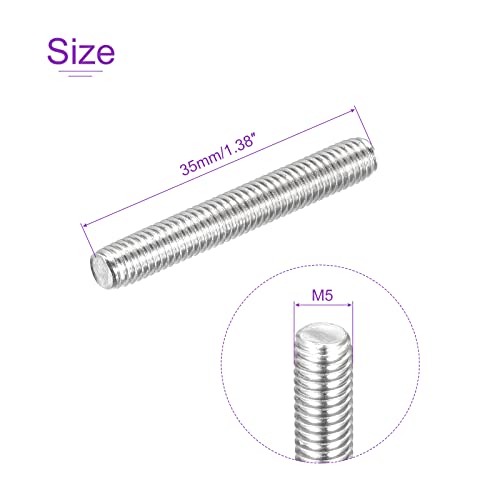 DMiotech 20 Pack M5 x 35mm Fully Threaded Rod 304 Stainless Steel Right Hand Threads Rod Bar Studs Clamps and U-Bolts - size: M5 x 35mm