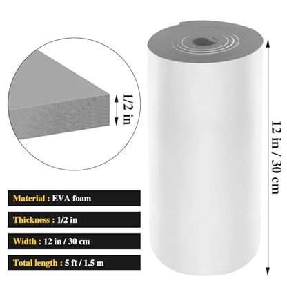EVA Foam Sheets Roll for Craft with Adhesive Backing, Gray, 1/2" Thick - color: Gray, size: 12x59x1/2 inch