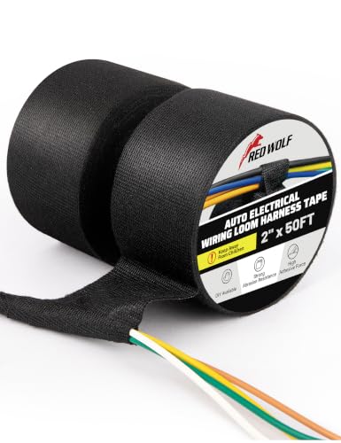 RED WOLF Electrical Wiring Cloth High-Temperture Tape 2 inch x 50ft 2 Rolls