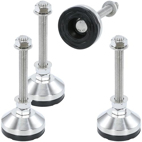 Heavy Duty 2400 lb Capacity Stainless Steel Adjustable Leveling Feet for Shelving,Machinery Devices, Workbench,Furniture,M12 Thread, 2.33inches Dia Base, Anti-Slip Nylon Pad - color: Black, size: B2.33in x M12 x H3.94in