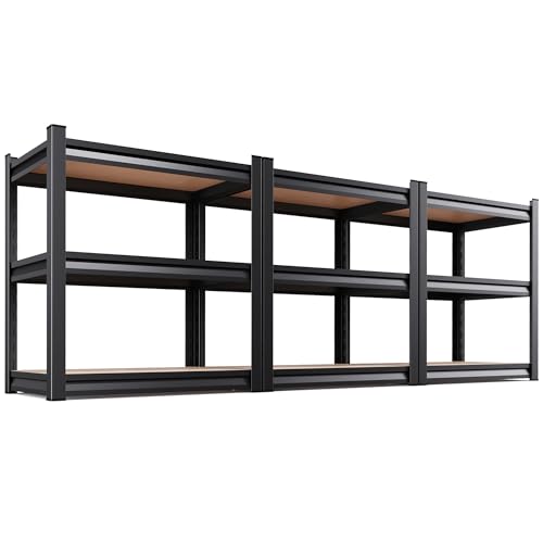3-Pack 3-Tier Heavy Duty Garage Shelving Set for Home Storage & Organization, Adjustable Metal Utility Rack for Garage, Pantry, Kitchen, Closet & Household Essentials, 33.5"H x 35.4"W x 15.7"D - size: 35"Wx16"Dx33.5"H