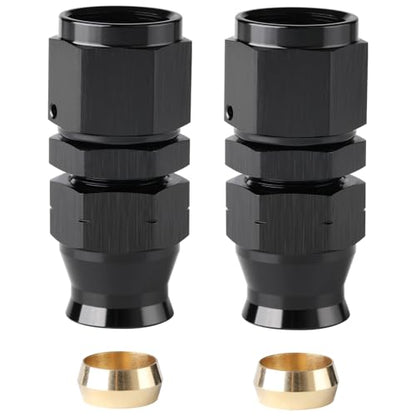 8AN Female Flare to 1/2" Hardline Compression Fitting Adapter Straight Aluminum Black 2PCS - color: Black - 2PCS, size: 8AN to 1/2"
