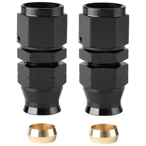 8AN Female Flare to 3/8" Hardline Compression Fitting Adapter Straight Aluminum Black 2PCS - color: Black - 2PCS, size: 8AN to 3/8"