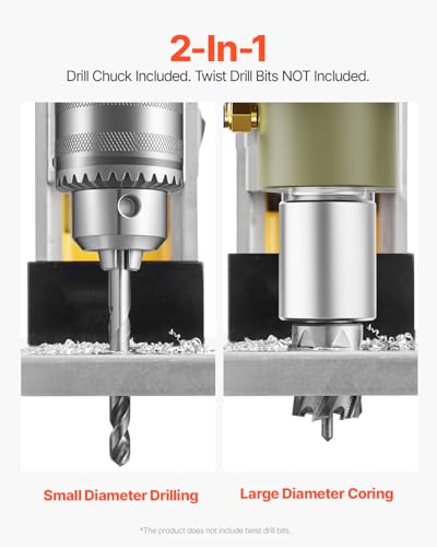 VEVOR Magnetic Drill, 1400W Motor 1.6 in Boring Diameter, 2810 lbf Portable Electric Mag Drill Press, 800 RPM No-Load Speed, Drilling Machine for Metal Surface, Industrial and Home Improvement - size: 1.6 in