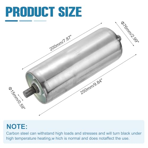 MECCANIXITY Stainless Steel Conveyor Roller 3" Diameter 8" Length Gravity Transmission Replacement Part Galvanized End (Silver) - size: 3"x8"