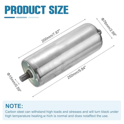 MECCANIXITY Stainless Steel Conveyor Roller 3" Diameter 8" Length Gravity Transmission Replacement Part Galvanized End (Silver) - size: 3"x8"