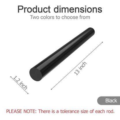Defendifend Round Acetal Copolymer Rods 13-Inch Length Black Acetal Copolymer Rod Rigid Wear-Resistant Machinable Long Acetal Rods (POM rods) (1, Black, 1.2 X 13 inch) - color: Black, size: 1.2 X 13 inch