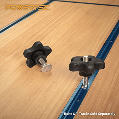 POWERTEC 5 Pack 5/16"-18 5 Star Knobs, Threaded Clamping Knobs for T Track & Table Saw Accessories, Featherboard, Woodworking Jigs on Miter Saw, Router Table, Drill Press (71071) - style: 5/16", 5-Star