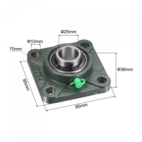 uxcell UCF205 Flange Block Bearings 25mm Bore Cast Iron Bearing Unit Set - size: 25mm