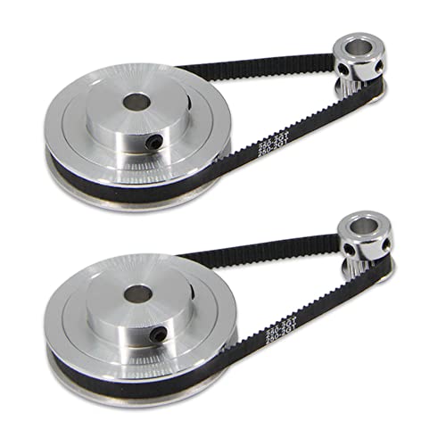 2PCS Set GT2 Synchronous Wheel 20&80 Teeth 8mm Bore Aluminum Timing Pulleys with 2PCS Length 250mm Width 6mm Belt (20-80T-8B-6) - style: 20-80T-8B-6