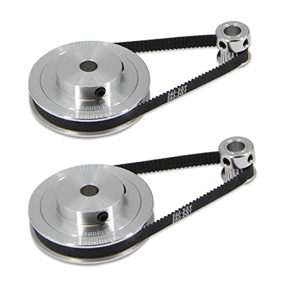 2PCS Set GT2 Synchronous Wheel 20&80 Teeth 8mm Bore Aluminum Timing Pulleys with 2PCS Length 250mm Width 6mm Belt (20-80T-8B-6) - style: 20-80T-8B-6