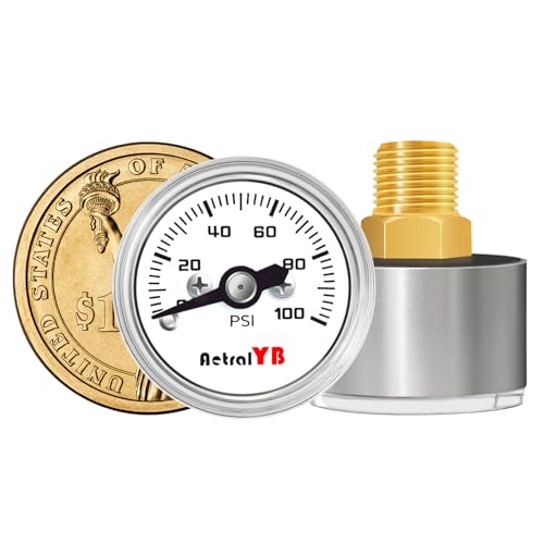 1 Inch mini Pressure Gauge, 0-100 Psi Air Gauge, Stainless Steel Case, 1/8" NPT Back Mount, Psi Coffee Machine Pressure Gauge for Water Pumps, Air Compressors - size: 0-100 PSI, style: Back Mount