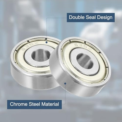 uxcell 8 Pack 636ZZ Deep Groove Ball Bearings, 6x22x7mm Chrome Steel Double Shield Bearing for Electric Motor, Home Appliances, Garden Machinery, (ABEC5) - size: 636ZZ