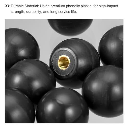 uxcell 6Pcs Threaded Ball Knobs, M10 Female Thread Thermoset Ball Knob - color: Black, size: M10x1.37''