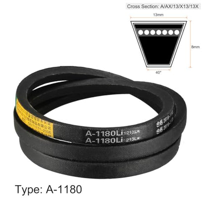 uxcell A1180 V-Belts 1180mm Inner Girth 13mm Top Width 8mm Thickness A-Section Rubber Drive Transmission Belt - size: 1180mm