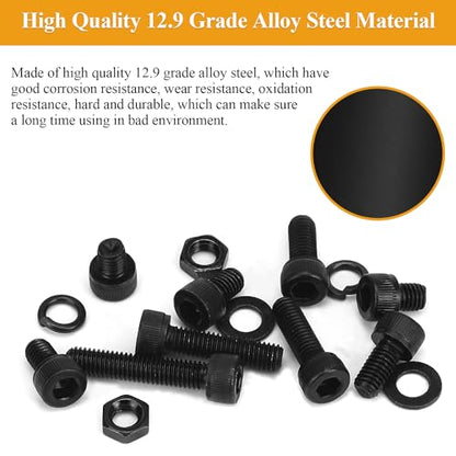 55 Pieces M5 x 6mm Socket Head Cap Screws, Thread Pitch 0.8mm, Sutemribor M5 Black Screws, 12.9 Grade Alloy Steel, Black Oxide Finish, Fully Threaded - size: M5 x 6mm, style: Socket Head