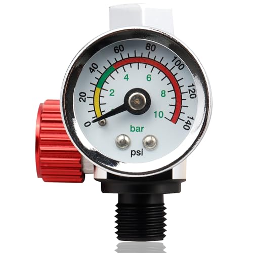 Yakamoz Paint Spray Gun Air Pressure Regulator with Gauge, G1/4"