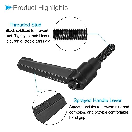 Clamping Lever Handles, M6 x 20mm Male Thread, Adjustable Quick Release Locking Rotating Bolt Knobs Black - (Applications: for Lathe Machinery), 3-Pieces - size: M6 x 20mm