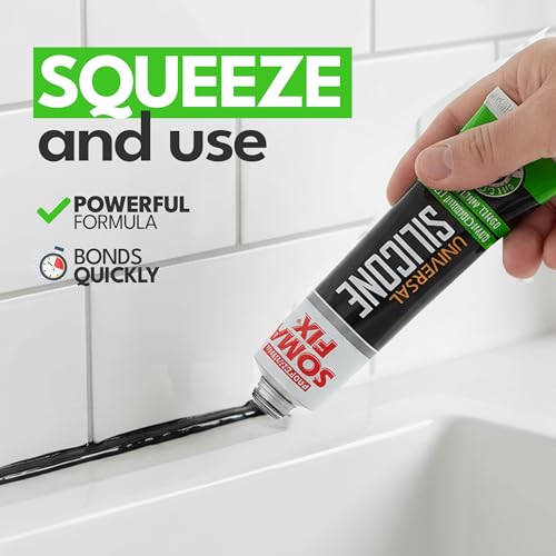 Black Silicone Caulk (No Gun Needed) Flexible & Waterproof Caulking Tube - color: Black