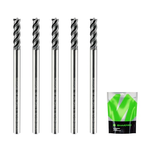 1/8 Inch Shank Carbide Square End Mill, 4 Flute CNC End Mills, Heat-Resistant Metal Endmill Suitable Alloy Steel, Stainless Steel, Various Cast Iron（5PCS） - size: 1/8 in(4 Flute)
