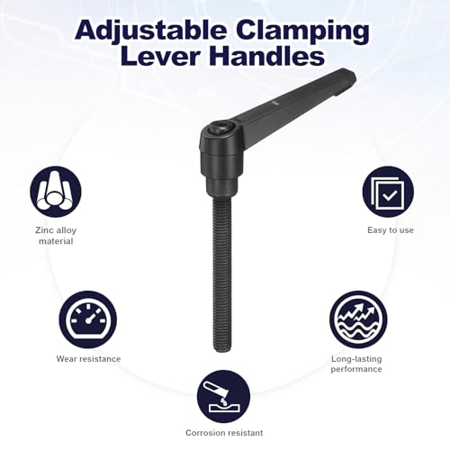 uxcell 4Pcs Adjustable Clamping Lever Handles, M8x70mm Zinc Alloy Male Thread Stud Knobs with Nuts Quick Release Bolt Rotating Screw Handles for Lathes Woodworking, Black - size: M8x70mm