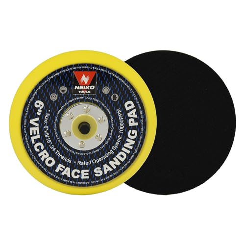 NEIKO 30263A - 6 inch Sanding Discs Hook and Loop, 5/16” Arbor with 24 Thread Mounts, 10,000 RPM, Sanding Pads for Orbital Sander and DA Sander, Hook n Loop Backing Pad - size: 6", style: Hook & Loop