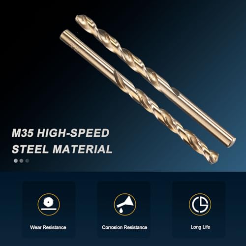 PATIKIL 1/4" Drill Bit M35 Cobalt 5% High-Speed Steel for Metal 10 Pack - size: 1/4 in
